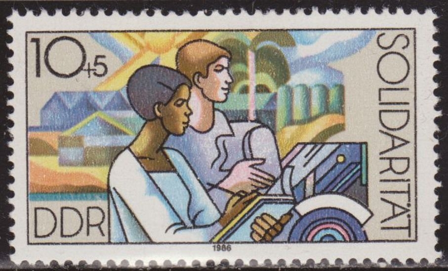 Alemania DDR 1986 Scott B199 Sello ** Solidaridad Asistente Tecnico Desarrollo de Naciones 10+5pf Timbre Allemagne Germania Germany Alemagne Deutschland